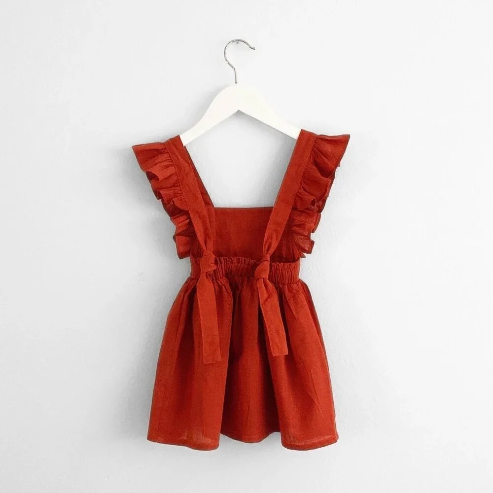NWT Pretty Girls Linen Dress Bohemian Princess Spring & Summer Terra Cotta 2T